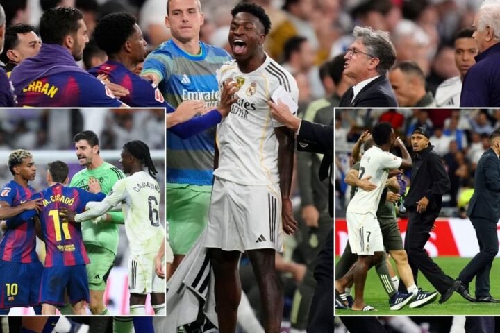 Mass brawl erupts at El Clasico as Vinicius Jr and Lamine Yamal clash