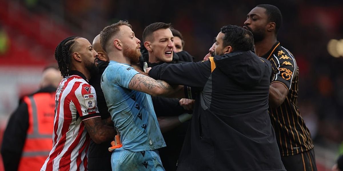 Brawl erupts at Championship match between Hull City and Stoke City after final whistle