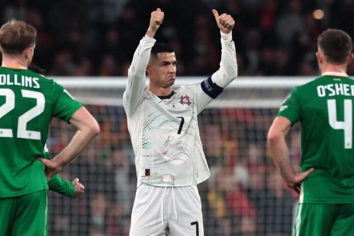 Cristiano Ronaldo sent off as Portugal loses to Republic of Ireland in qualifiers