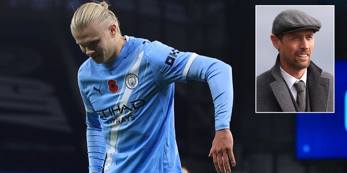 Peter Crouch reacts humorously as Erling Haaland channels his robot celebration for Man City victory