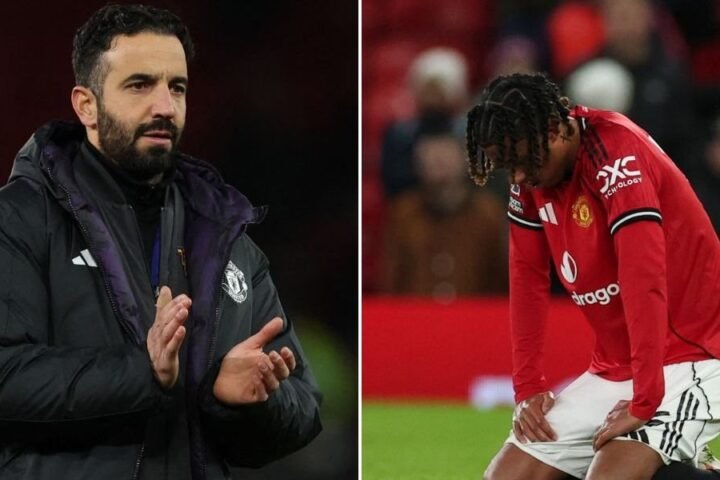 Ruben Amorim criticizes Manchester United players after defeat to 10-man Everton at Old Trafford