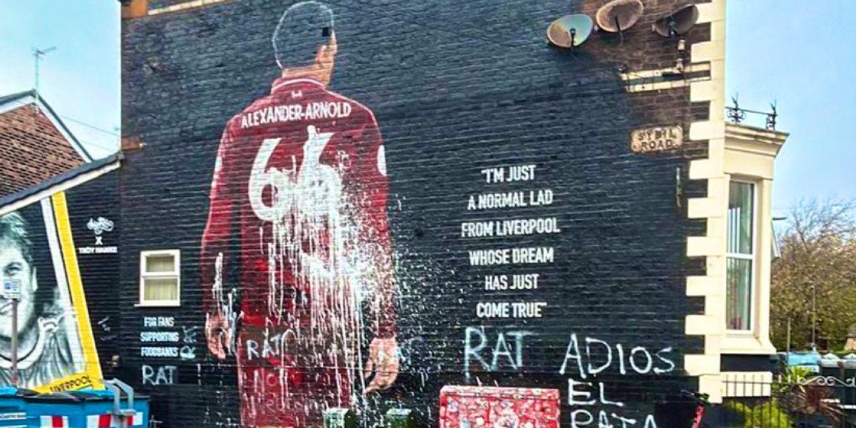 Trent Alexander-Arnold mural vandalised in Liverpool as he returns for Champions League clash