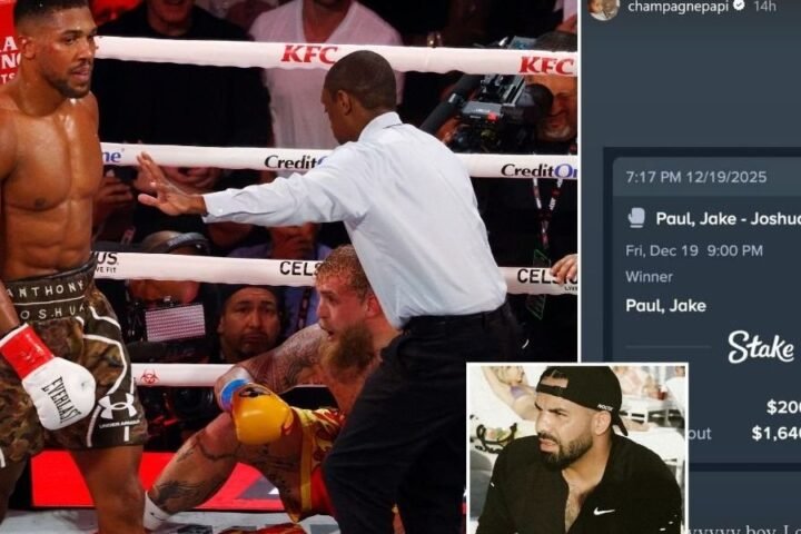 Drake loses £1.2 million as Anthony Joshua defeats Jake Paul in heavyweight showdown