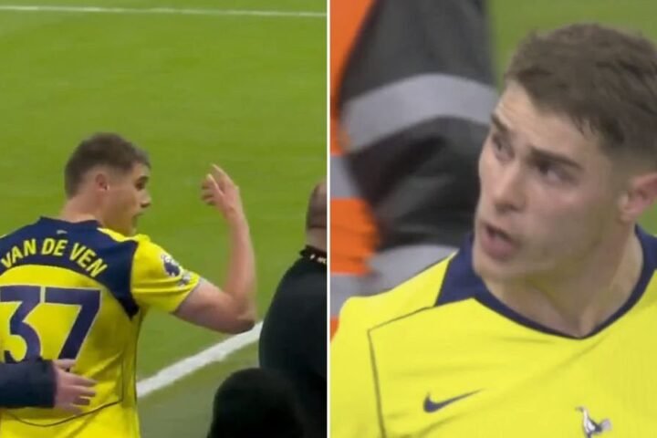 Micky van de Ven involved in heated exchange with Tottenham fans after Bournemouth defeat