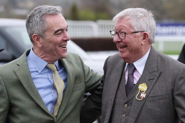 Sir Alex Ferguson and James Nesbitt attend Cheltenham Festival as horses compete