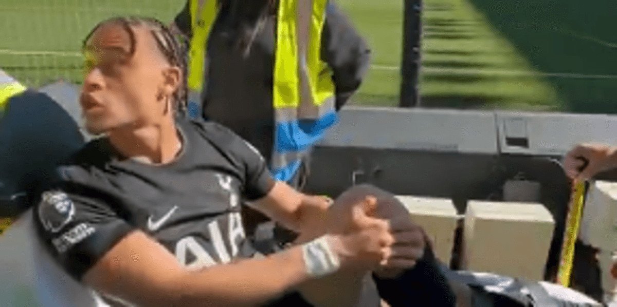 Xavi Simons involved in heated exchange after injury during Tottenham's relegation battle against Wolves