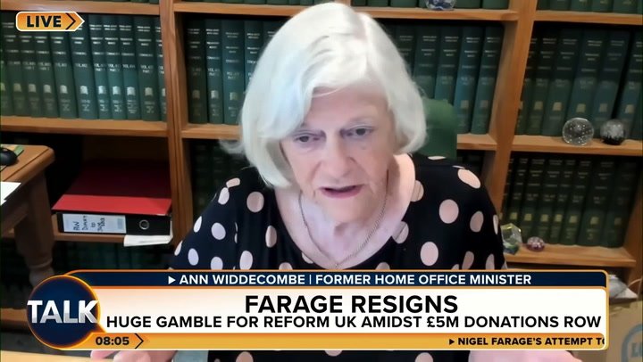 Ann Widdecombe defends Nigel Farage's re-election bid in final interview before her death