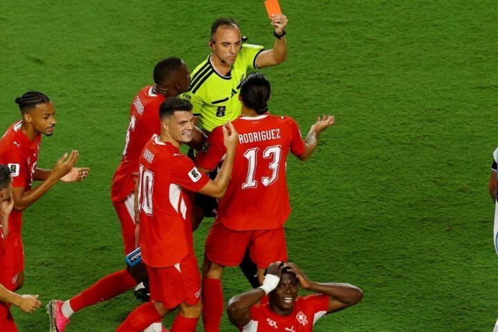 Breel Embolo shown red card under new VAR rule as Argentina secures quarter-final victory